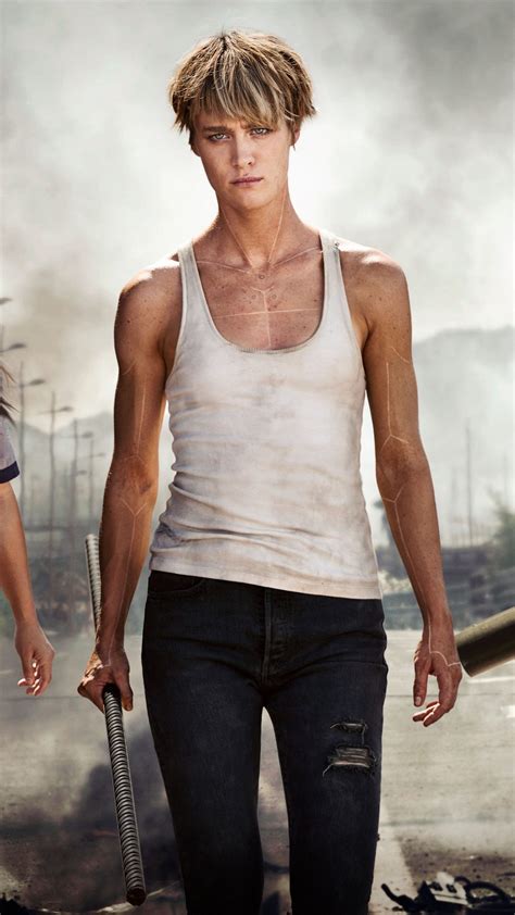Mackenzie davis terminator - Paramount debuted the first official photo of Hamilton in the new Terminator reboot, alongside Mackenzie Davis, looking buffed in a tank top with some peculiar tattoos, and newcomer, Columbian ...
